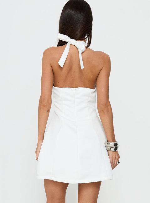 Deana Halter Mini Dress White Product Image