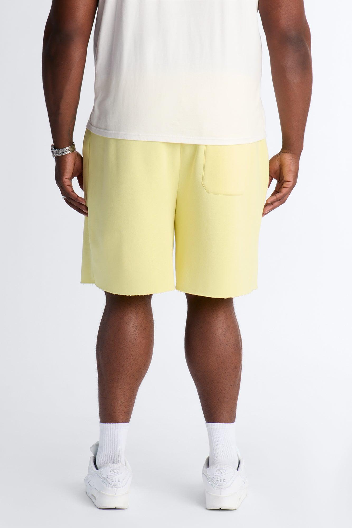Relaxed Painted Gallery Embroidered Sweatshort - Butter Yellow Male Product Image