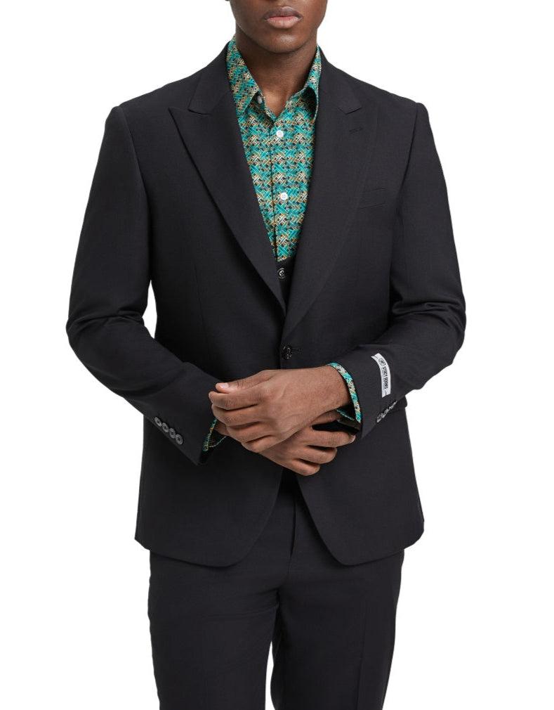 Stacy Adams - Black 3 Piece Hybrid Fit Suit With Expandable Waist Band Product Image