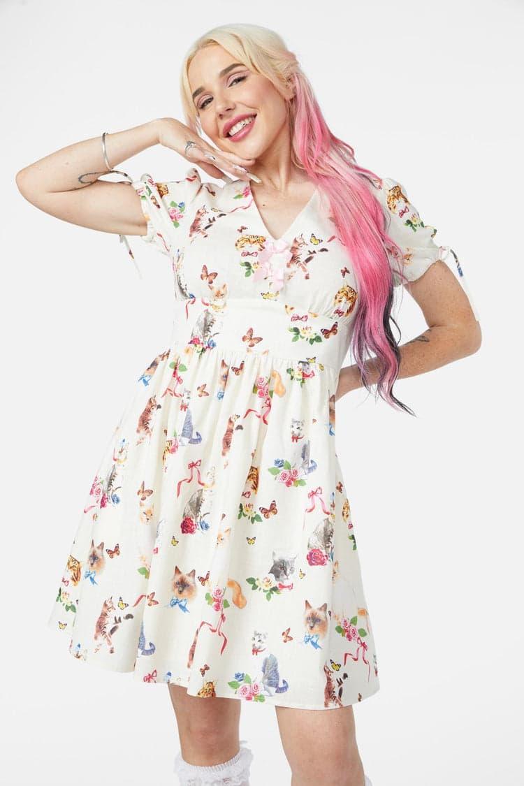 Kitsch Kitty Print Dress Product Image
