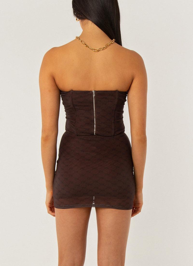 Abbie Print Mini Skirt - Chocolate Monogram Product Image