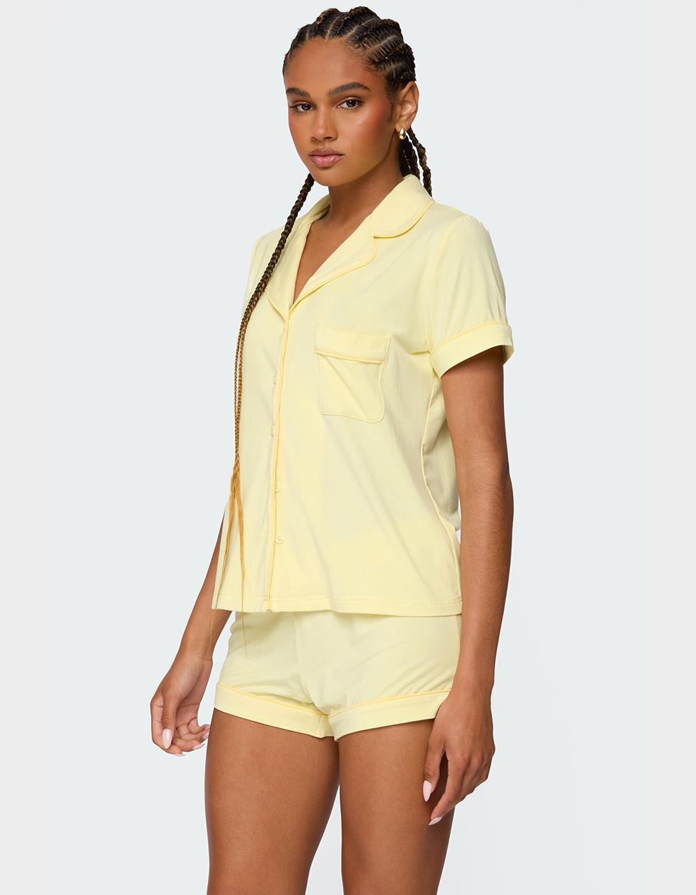 EDIKTED Tezlie Button Up Shirt - YELLOW Product Image