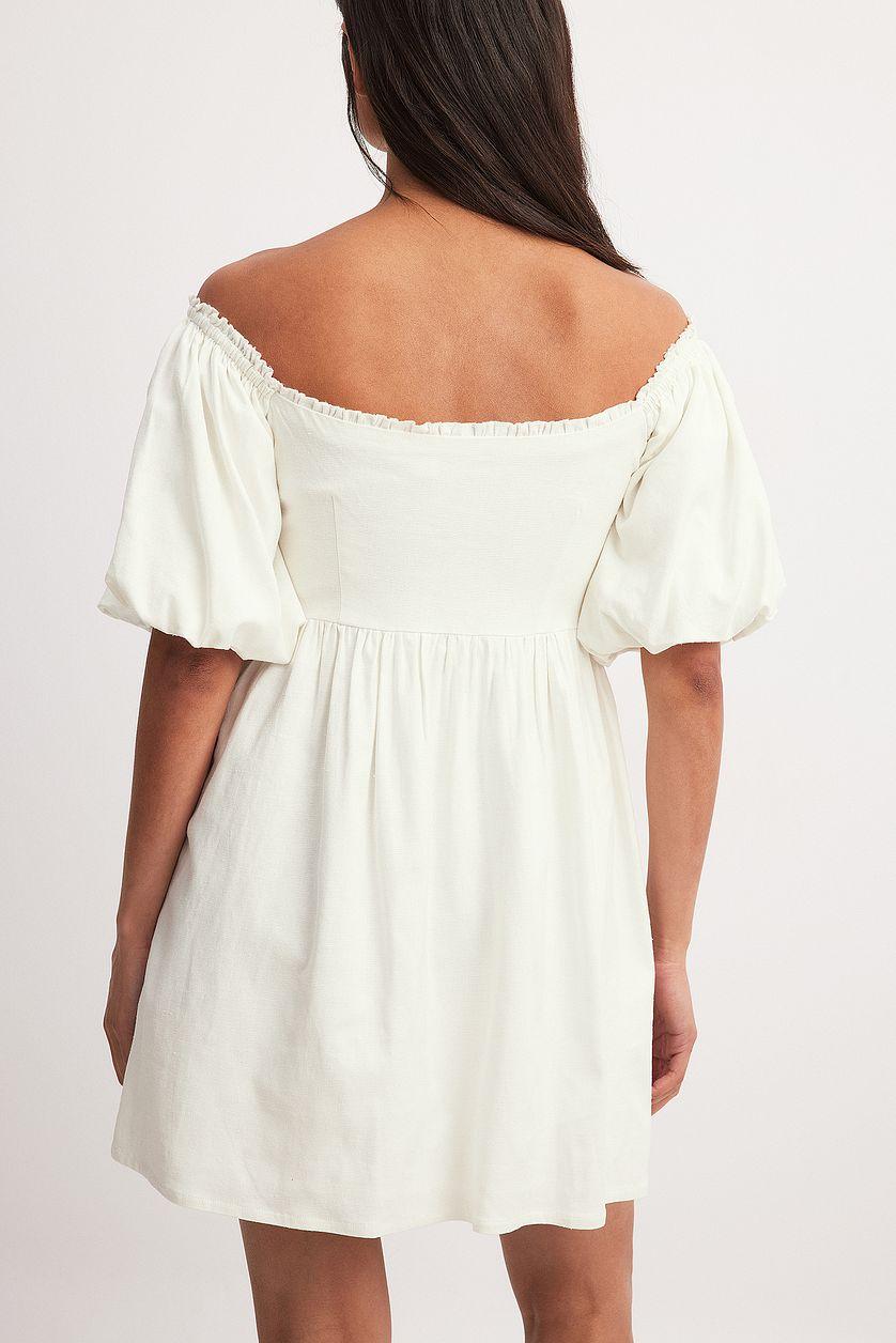 Puff Sleeve Off Shoulder Mini Dress Product Image