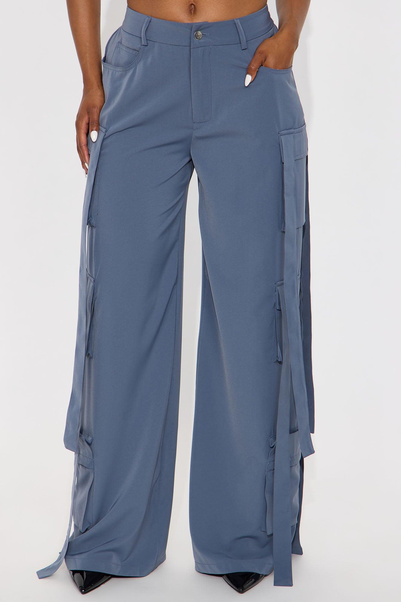 Archive Me Cargo Wide Leg Pant - Slate Blue Female Product Image