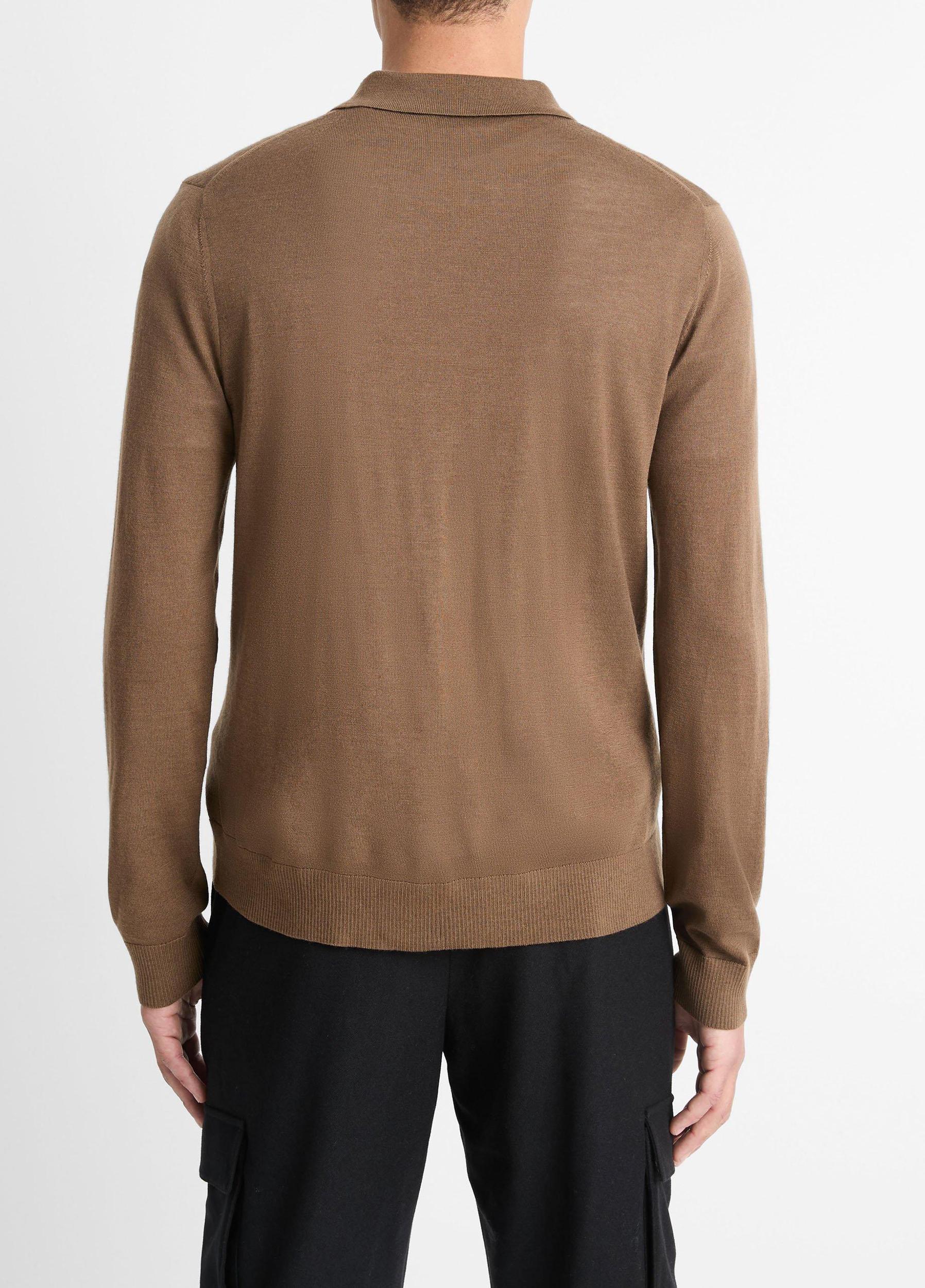 Wool Long-Sleeve Polo Sweater Product Image