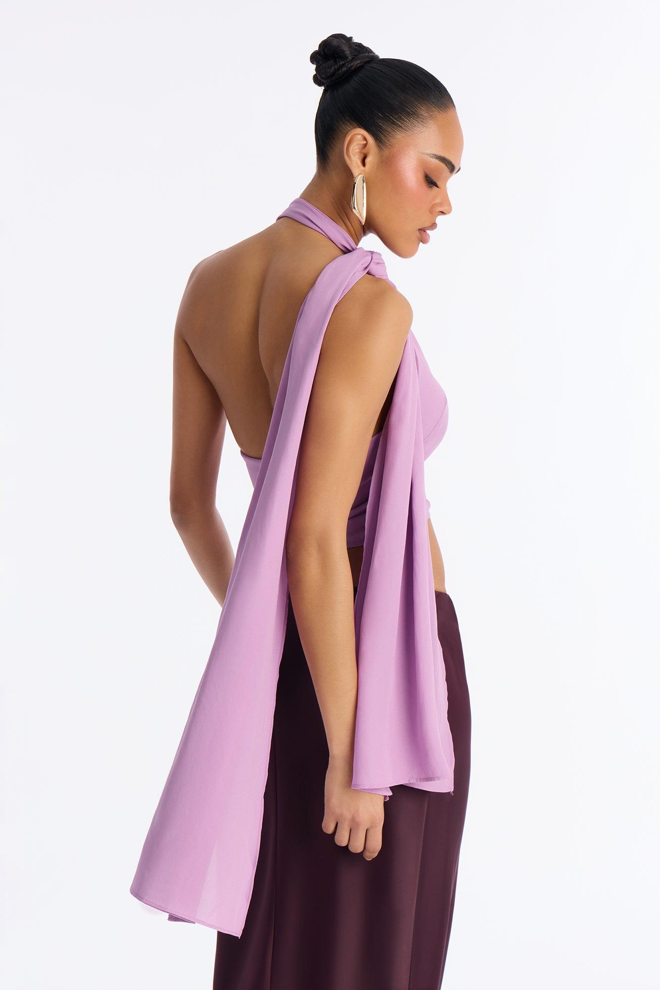 First Time Here Neck Scarf Halter Top - Violet Female Product Image