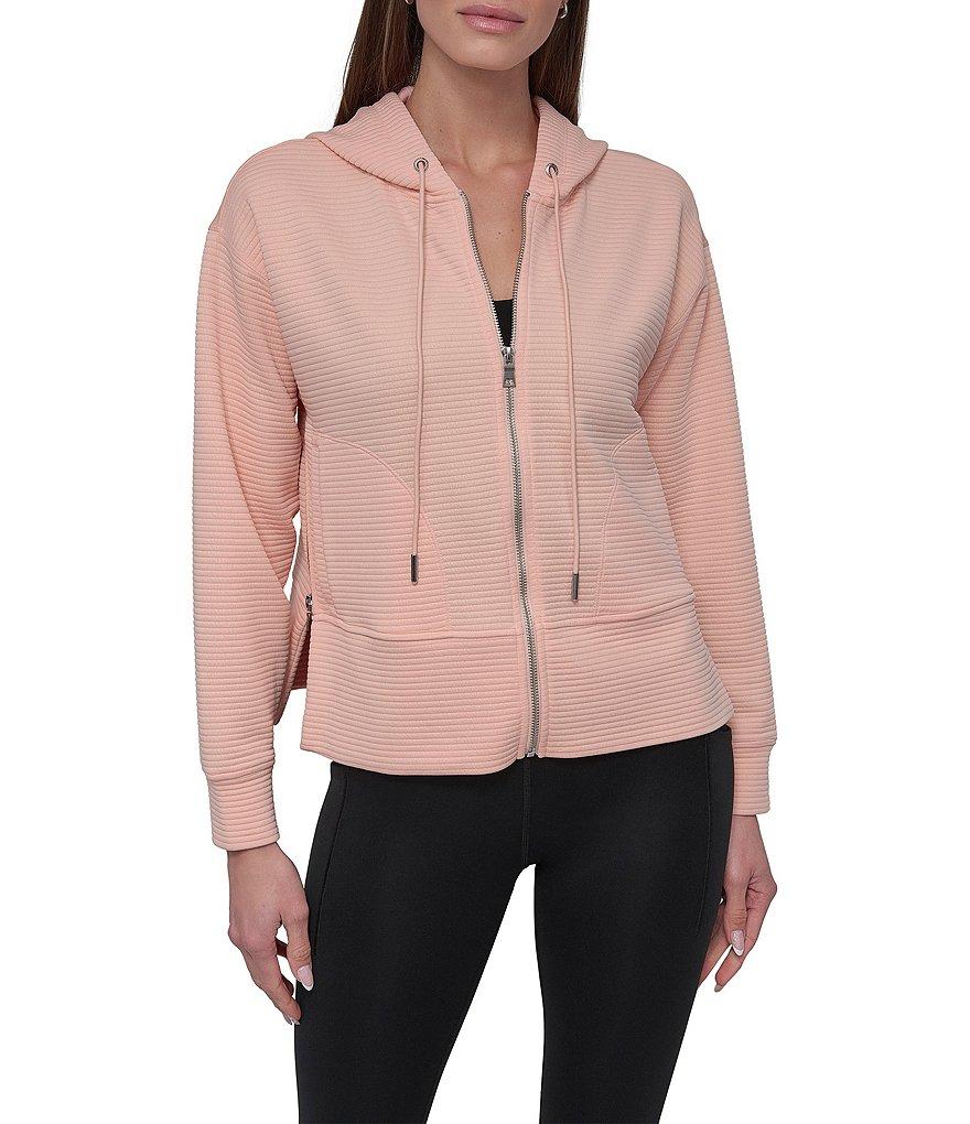 DKNY Sport by Donna Karan Open Front Zip Tech Ottoman Hoodie with Pockets Product Image