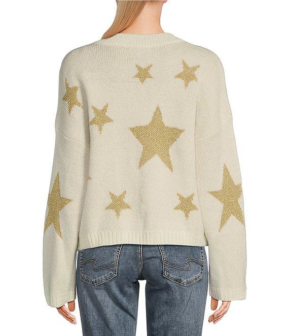 Takara Long Sleeve Crewneck Allover Printed Star Sweater Product Image