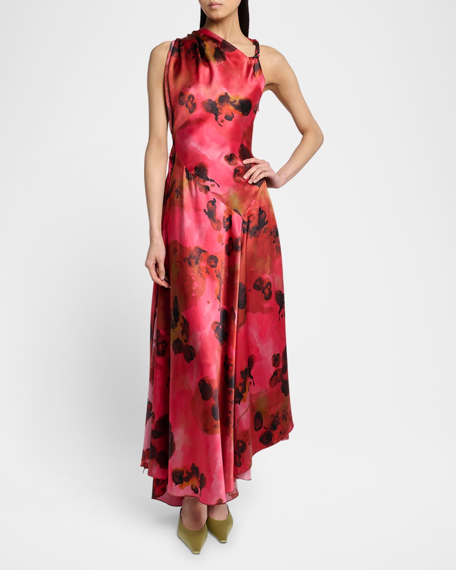 Sleeveless Draped Silk Midi Dress Product Image