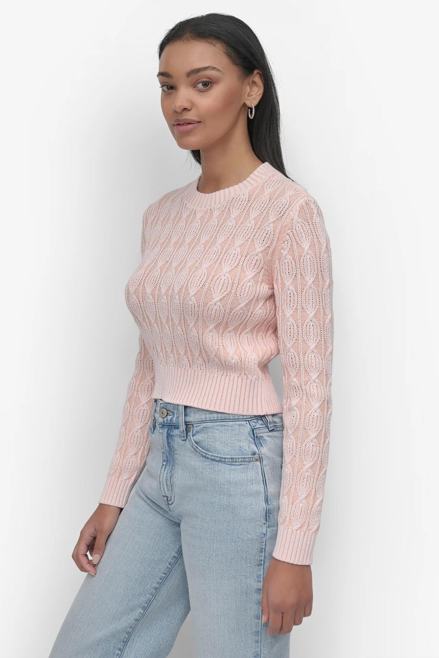 LONG SLEEVE CABLE CREW NECK TOP Product Image