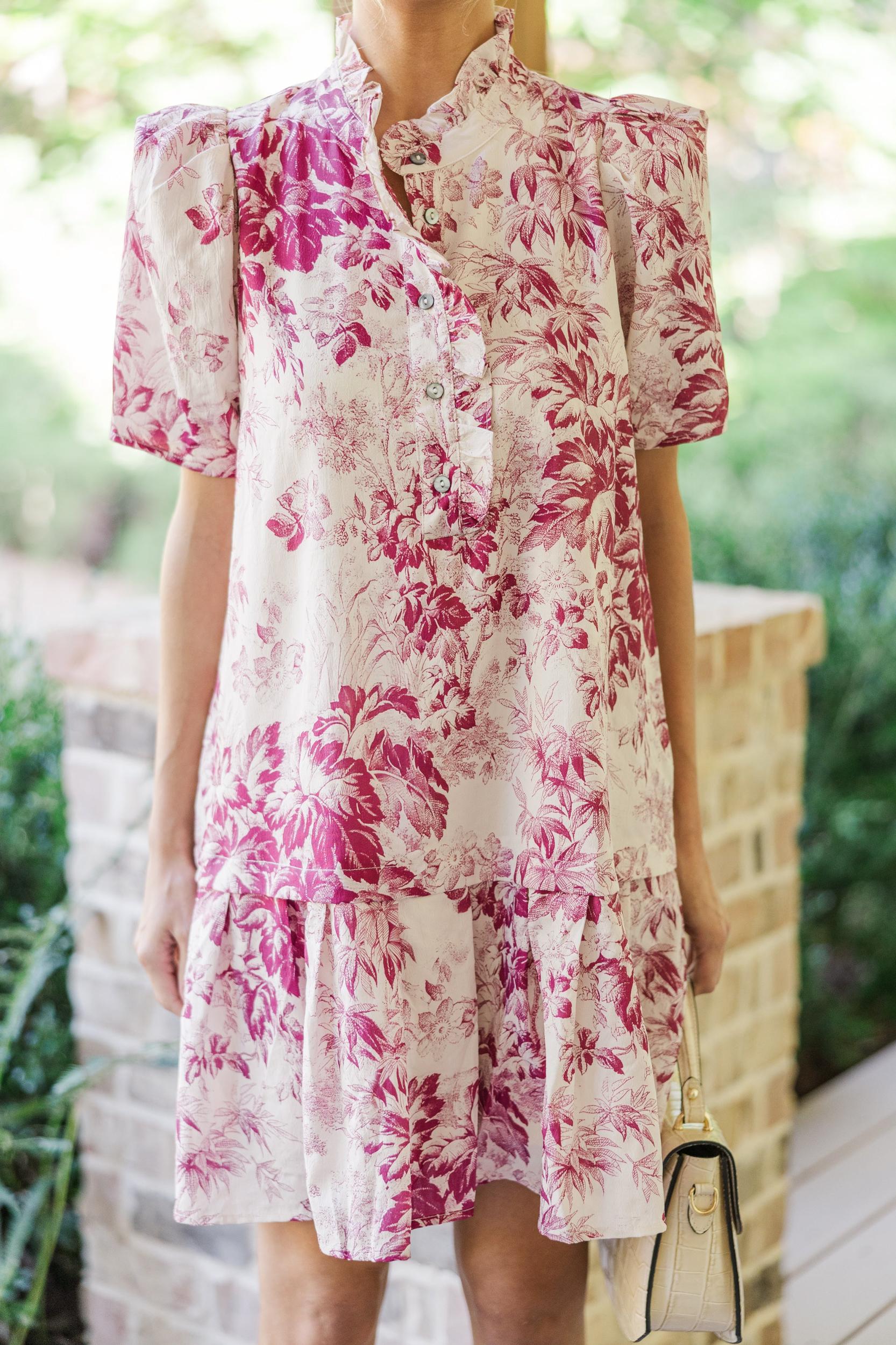 Who You Are Magenta Toile Dress Female Product Image