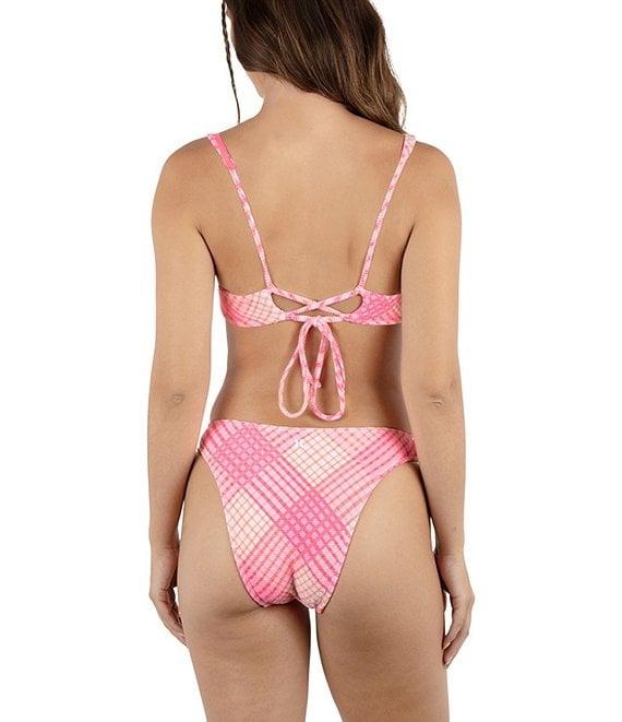 Hurley Ombre Plaid Scoop Waist Cheeky Swim Bottom Product Image