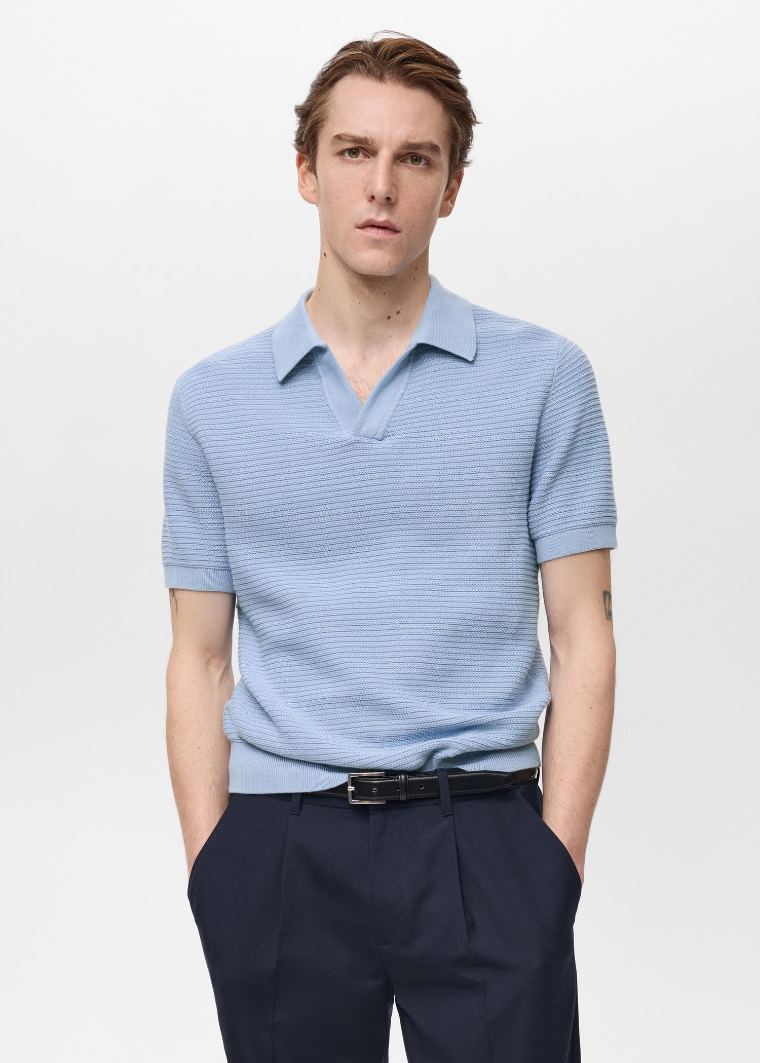 100% cotton knitted polo structure - Men | MANGO USA Product Image