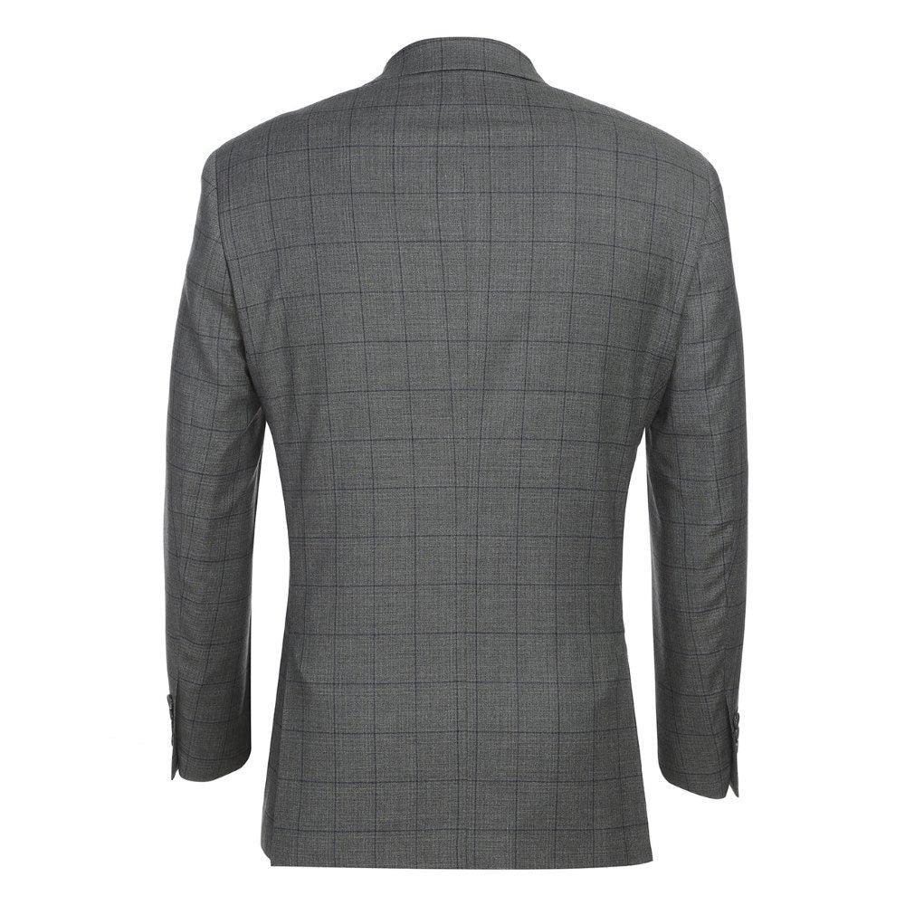 Men's 2 Piece Slim Fit Gray Check Double Breasted Suit Male Product Image