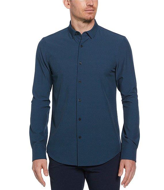 Perry Ellis Slim Fit Geo Print Long Sleeve Woven Shirt Product Image