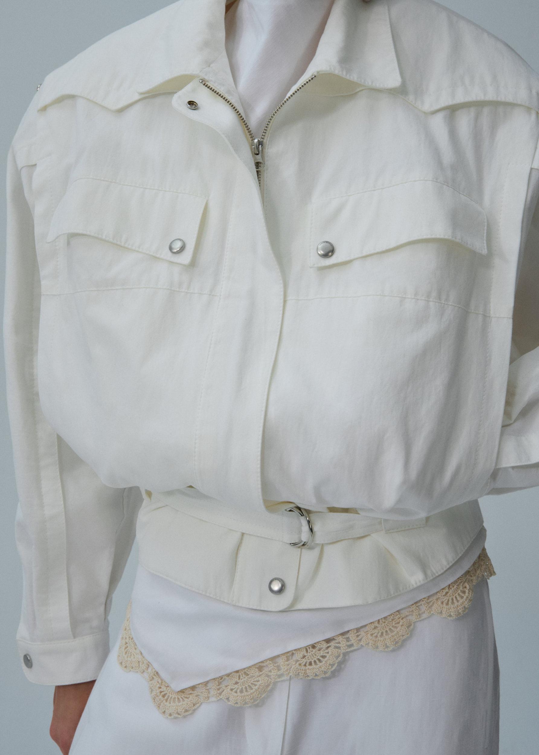 Oversized cotton jacket in white Product Image