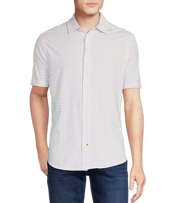 Cremieux Blue Label Stretch Jersey Printed Short Sleeve Coatfront Shirt Product Image
