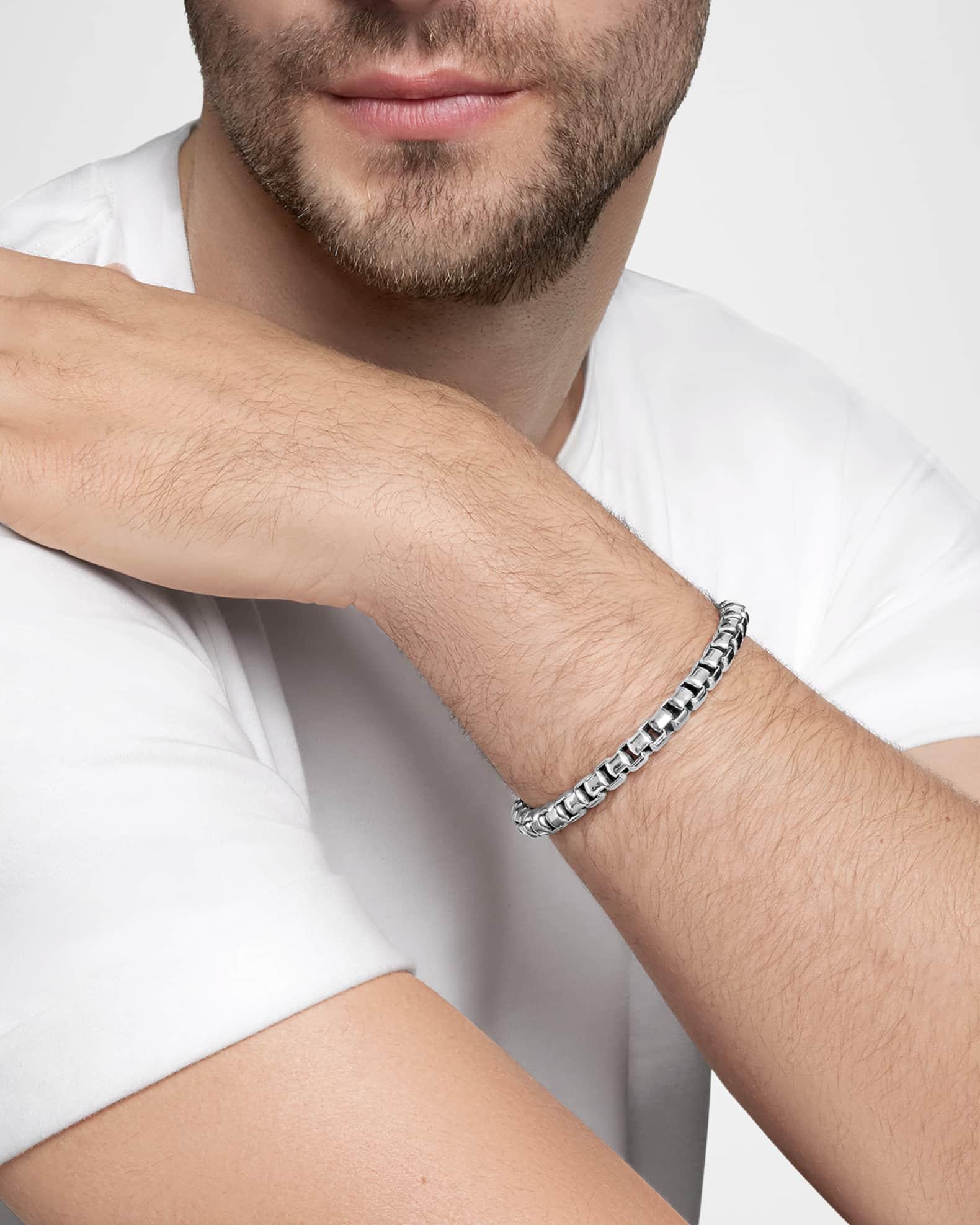 Men's Box Chain Bracelet in Silver, 7mm Product Image