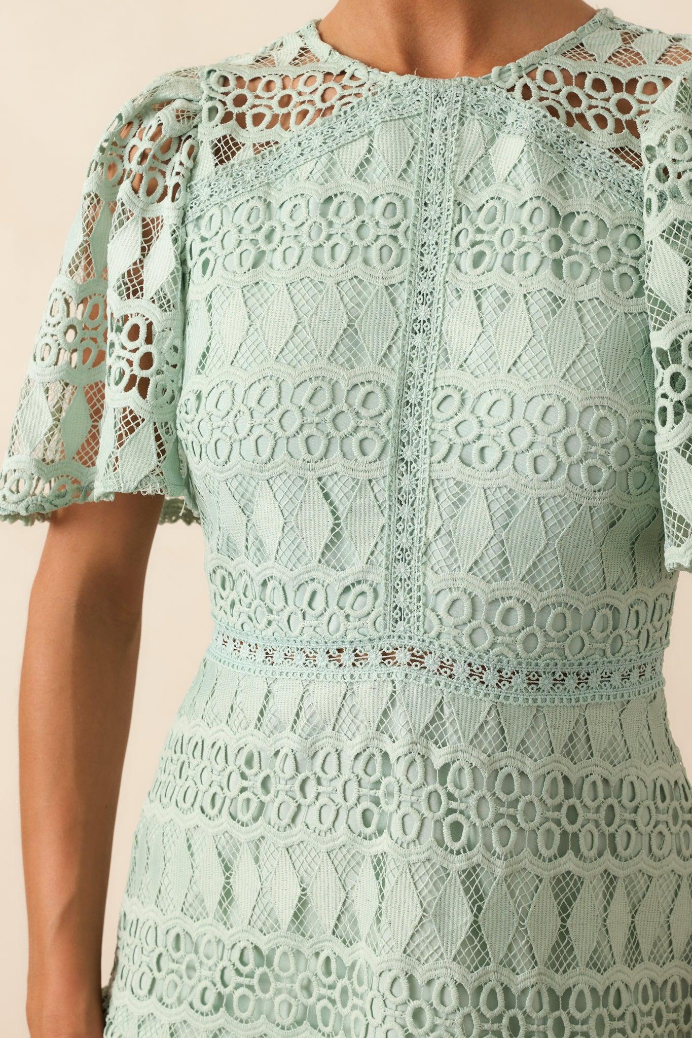Perfect Ending Mint Green Embroidered Eyelet Mini Dress Product Image