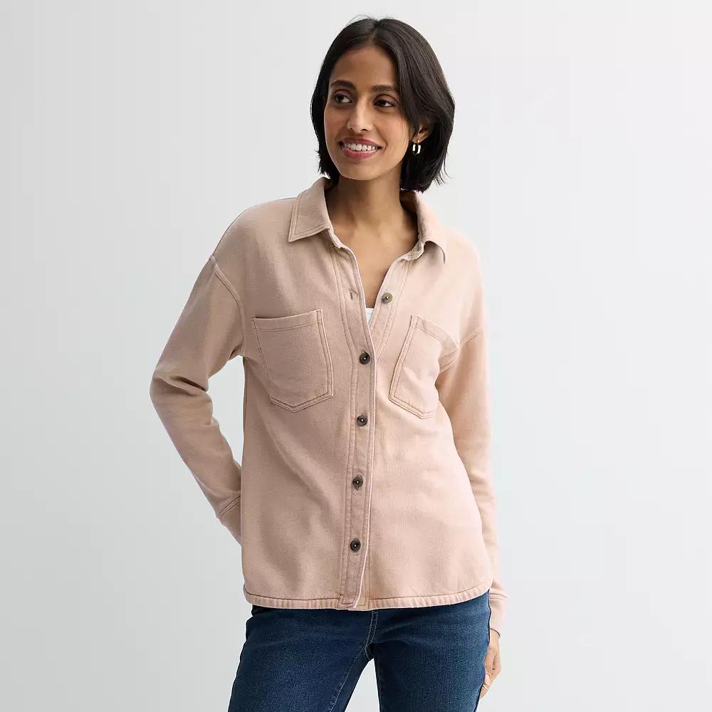 Women's Sonoma Goods For Life® Knit Fleece Shacket, Size: XS, Bartlett Beige Product Image