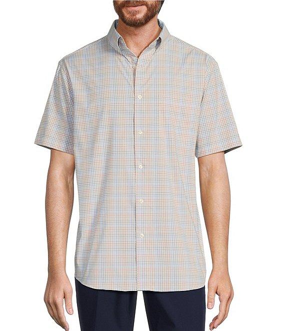 Roundtree & Yorke The Traveler Performance Short Sleeve Multi Plaid Print Sport Shirt Product Image