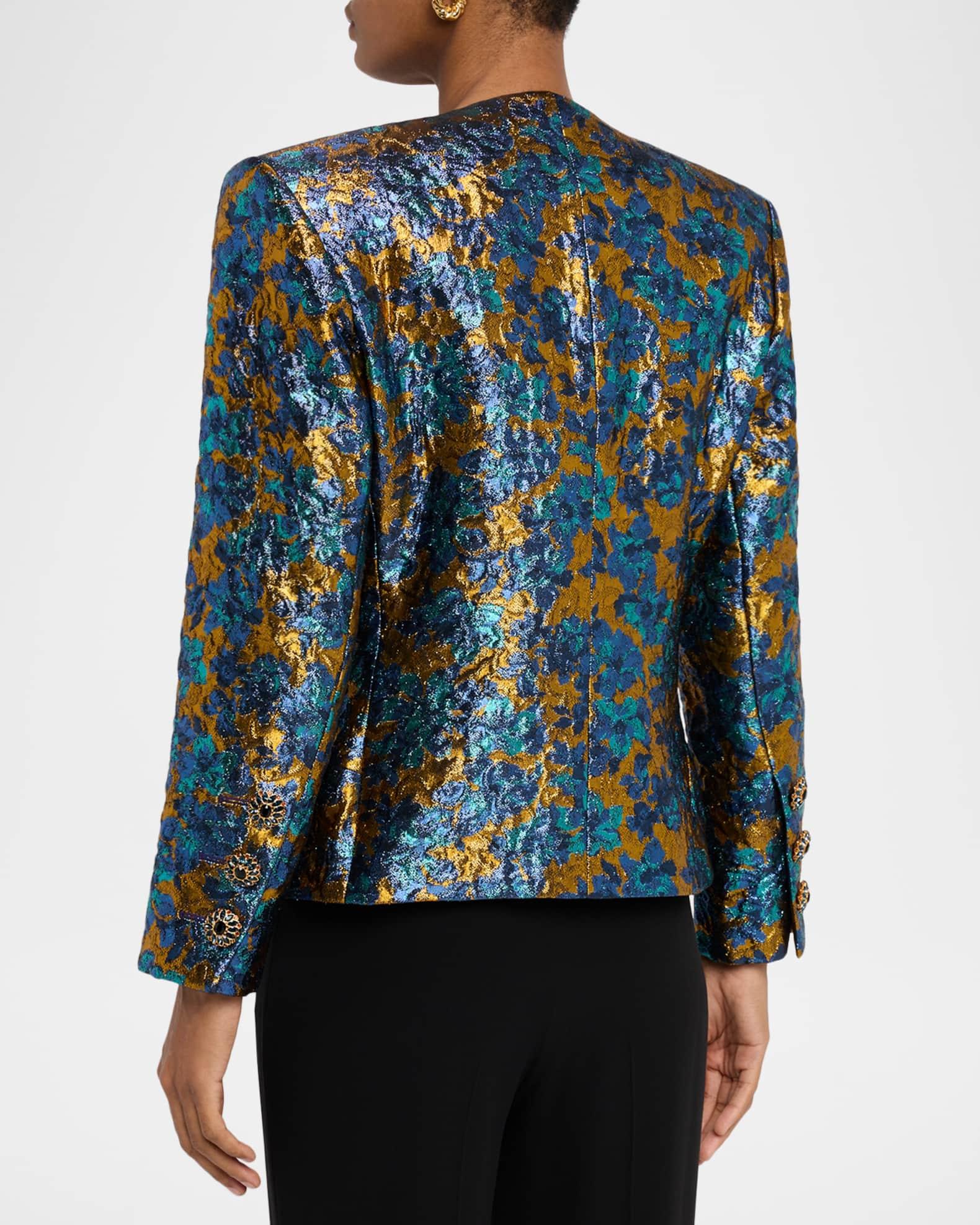 Metallic Floral Brocade Single-Breasted Jacket Product Image