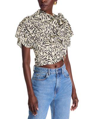 Aiko Printed Tie Neck Blouse Product Image