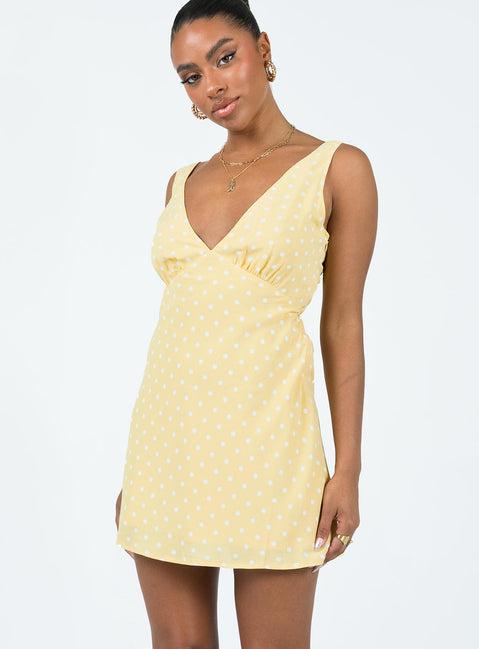 Nellie Mini Dress Yellow Polka Dot Product Image