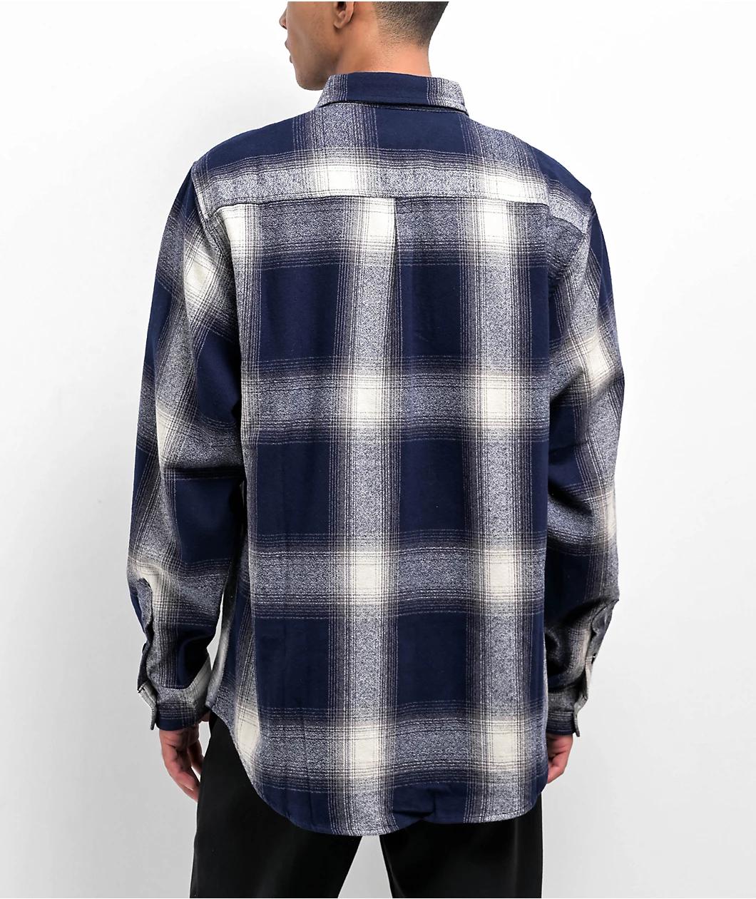 Shaka Wear Navy Plaid Heavyweight Flannel Shirt Product Image