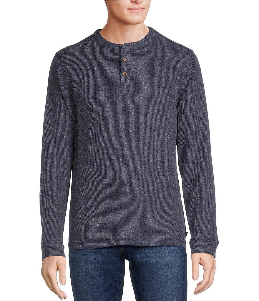 Rowm Long Sleeve Solid Ribbed Henley Pullover Product Image