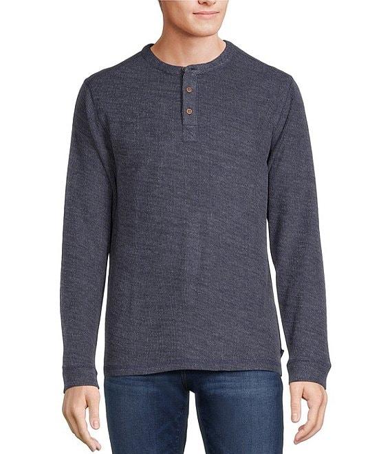Rowm Long Sleeve Solid Ribbed Henley Pullover Product Image