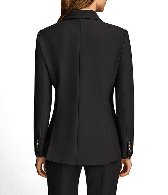 Donna Karan Ponte Double Breasted Flap Pocket Notch Lapel Blazer Product Image