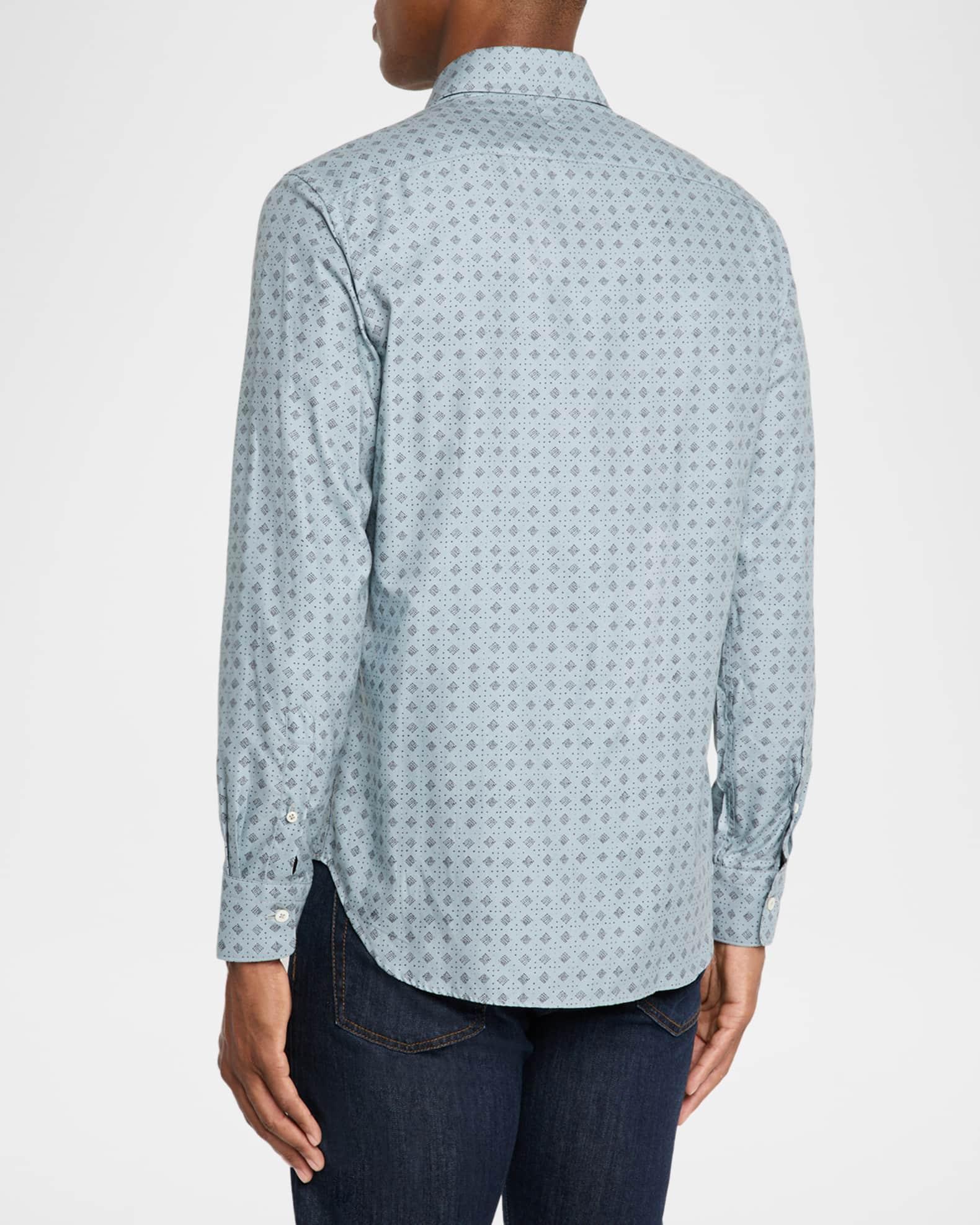 Men's Cotton and Lyocell Geometric-Print Sport Shirt Product Image