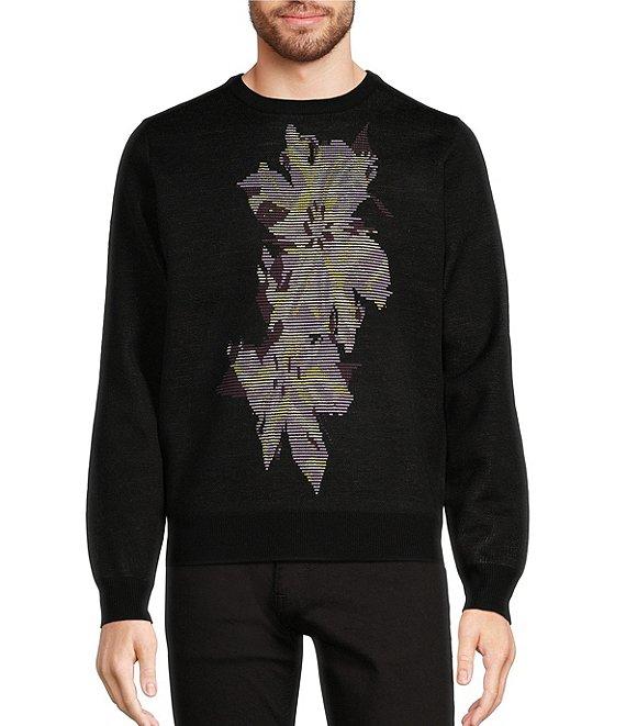 Murano Inflorescence Collection Jacquard Textured Crew Neck Sweater Product Image