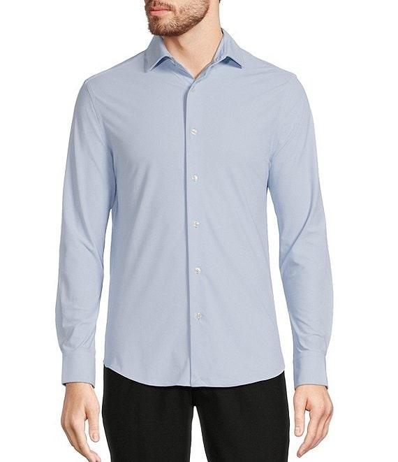 Collezione Eurojersey Slim-Fit Stretch Solid Textured Long Sleeve Woven Shirt Product Image