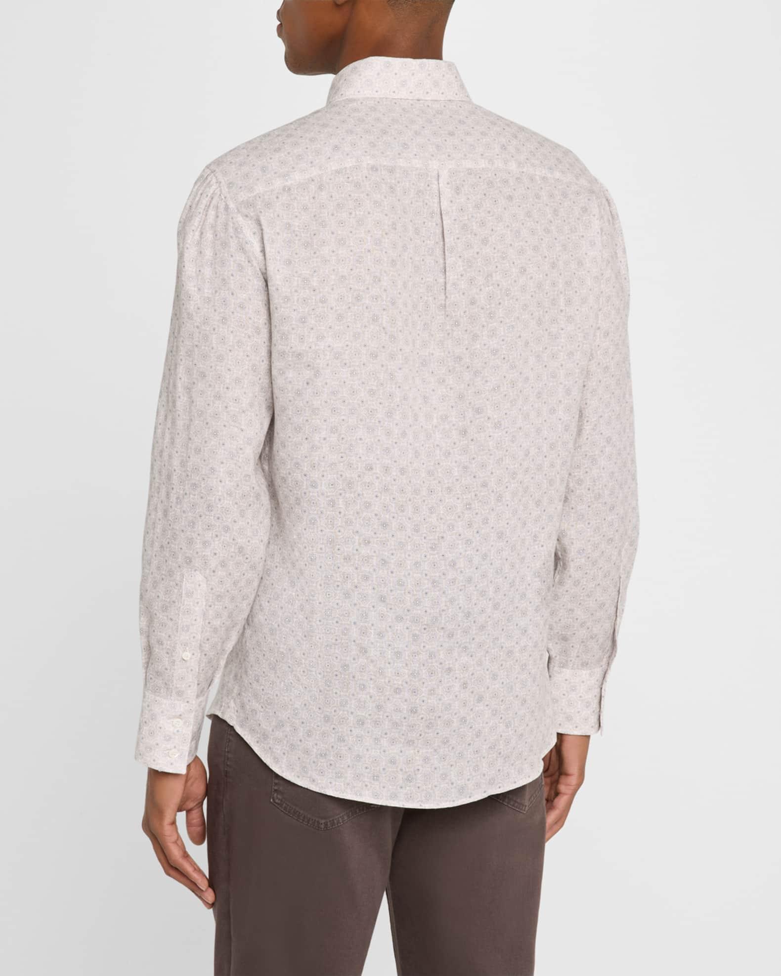 Men's Linen Medallion Casual Button-Down Shirt Product Image