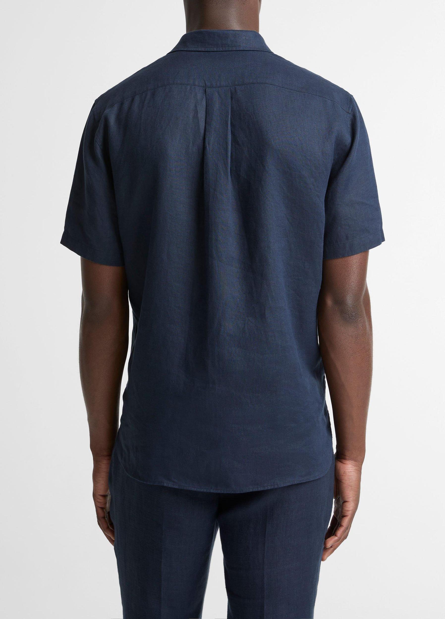 Linen Short-Sleeve Button-Front Shirt Product Image