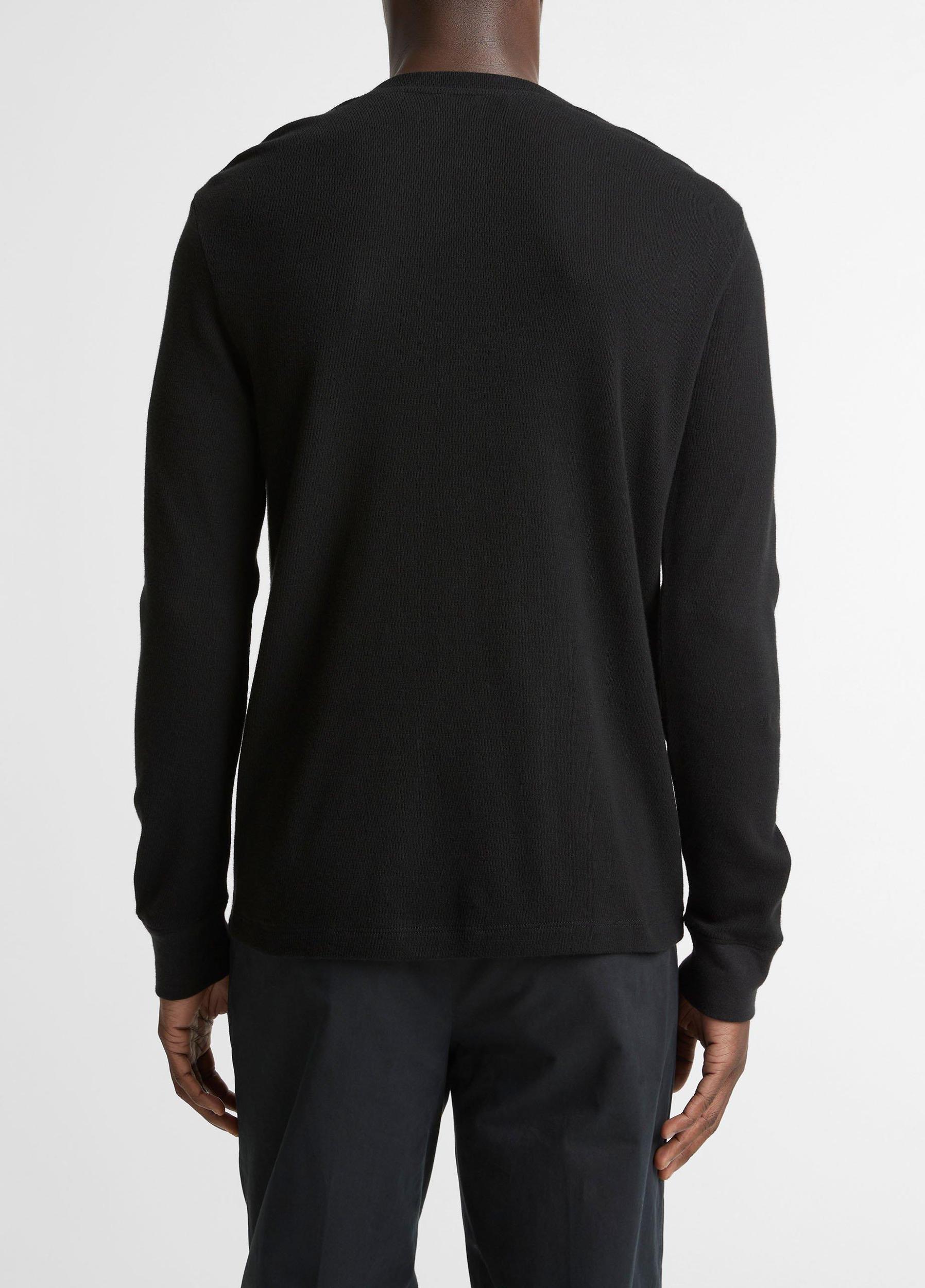 Jacquard-Rib Cotton Henley Product Image