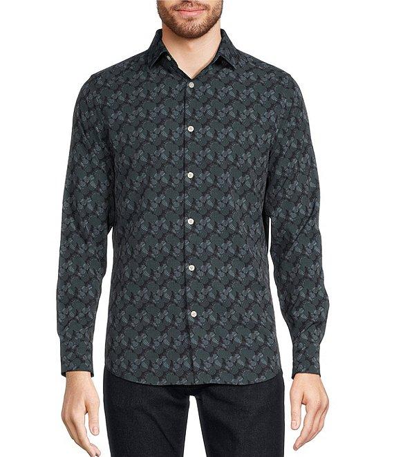 Murano Slim Fit Performance Stretch Circle Print Long Sleeve Woven Shirt Product Image