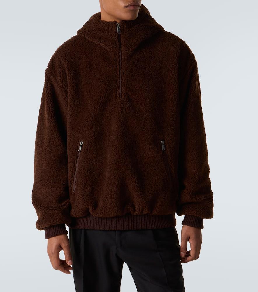 PRADA Mens Brown Hooded Borg Wool-blend Jacket Xl Product Image
