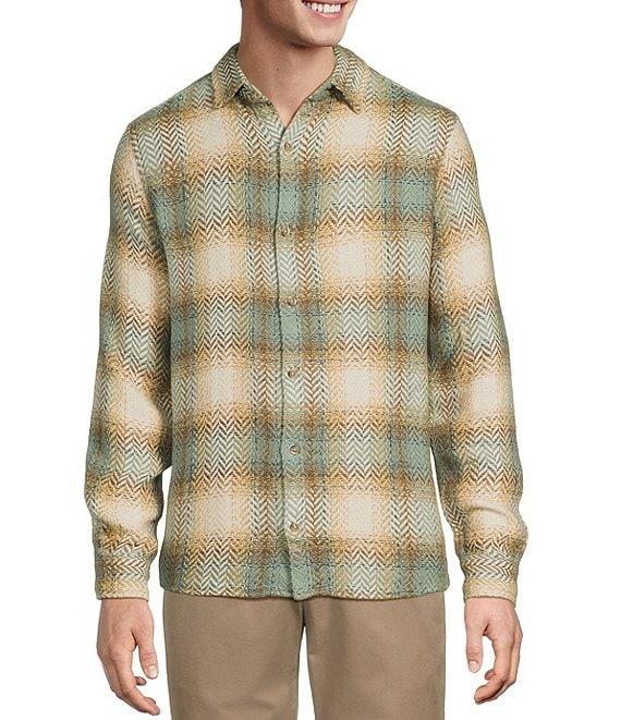 Rowm Long Sleeve Herringbone Large Plaid Woven Shirt Product Image