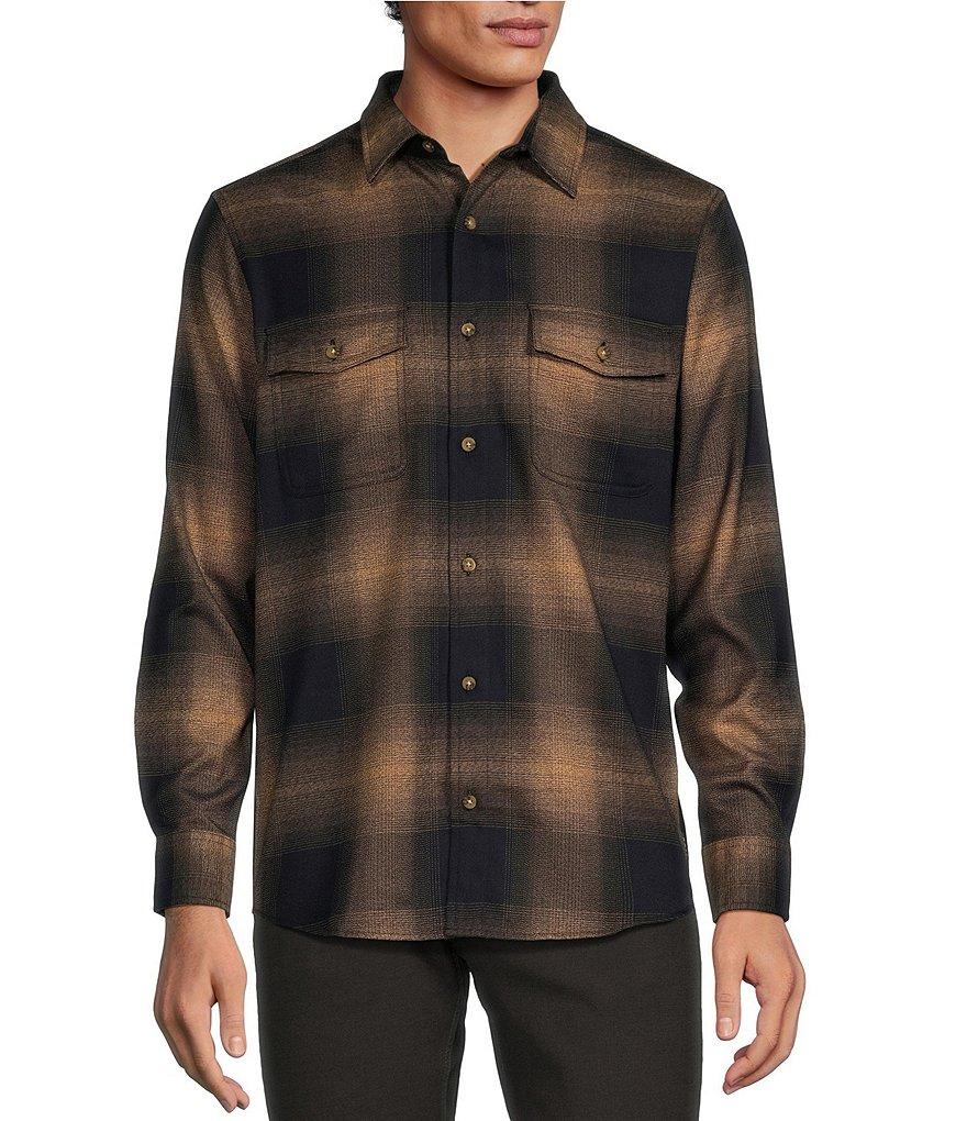 Rowm Long Sleeve Jaspe Ombre Plaid Button Down Shirt Product Image
