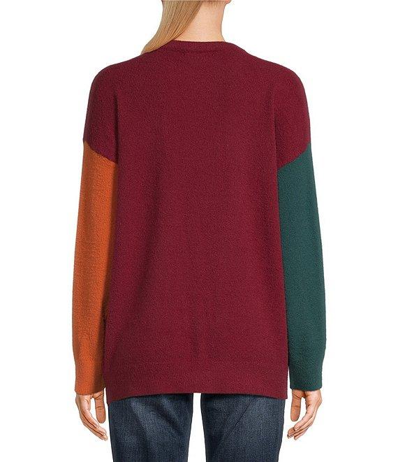 Moa Moa Long Sleeve Color Block Tunic Sweater Product Image
