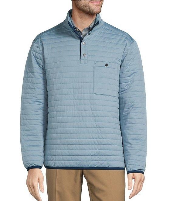 Roundtree & Yorke Long Sleeve Solid Quilted Snap Mockneck Pullover Product Image