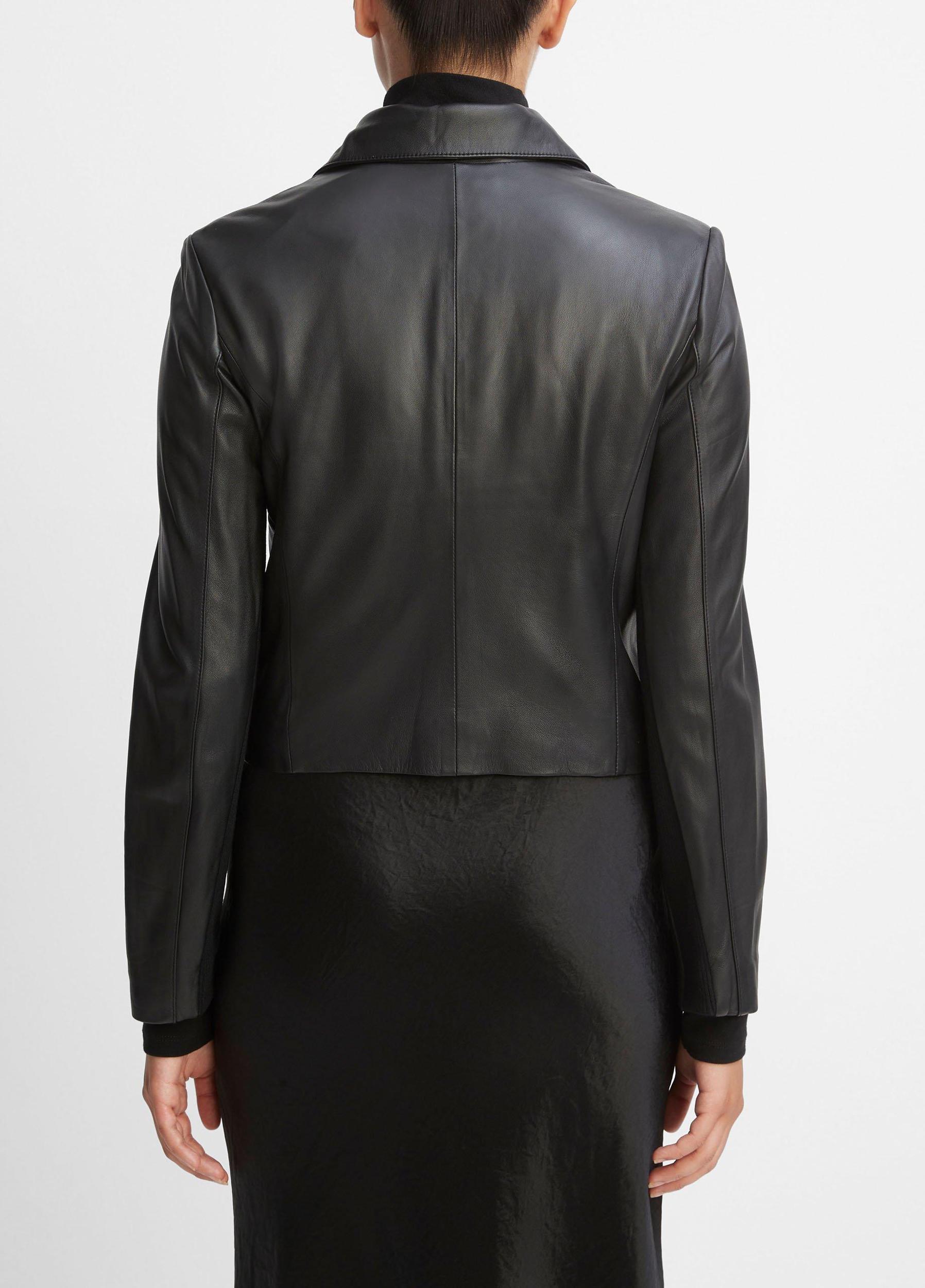 Leather Cross-Front Moto Jacket Product Image