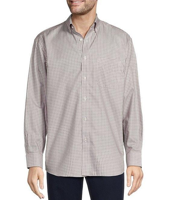Gold Label Roundtree & Yorke Non-Iron Long Sleeve Geometric Print Herringbone Sport Shirt Product Image