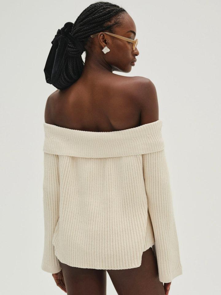 Paola Off Shoulder Sweater — Ivory Product Image