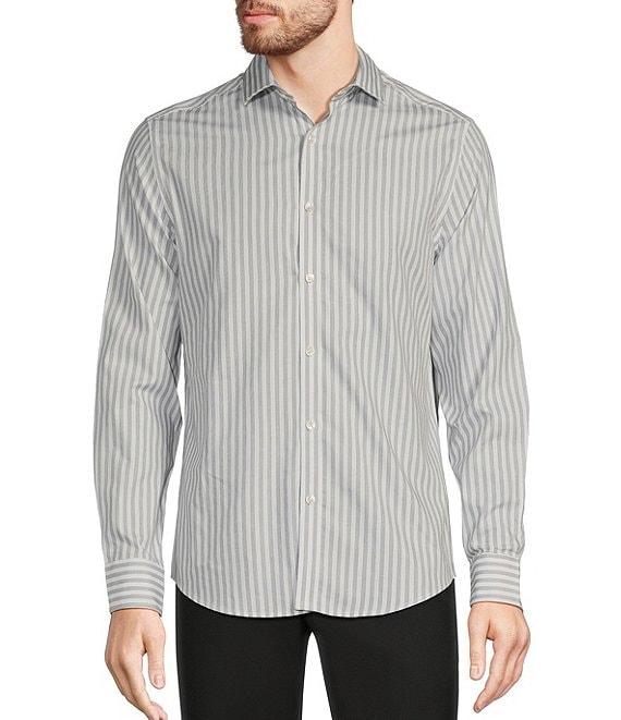 Murano Slim Fit Stripe Pattern Long Sleeve Woven Shirt Product Image