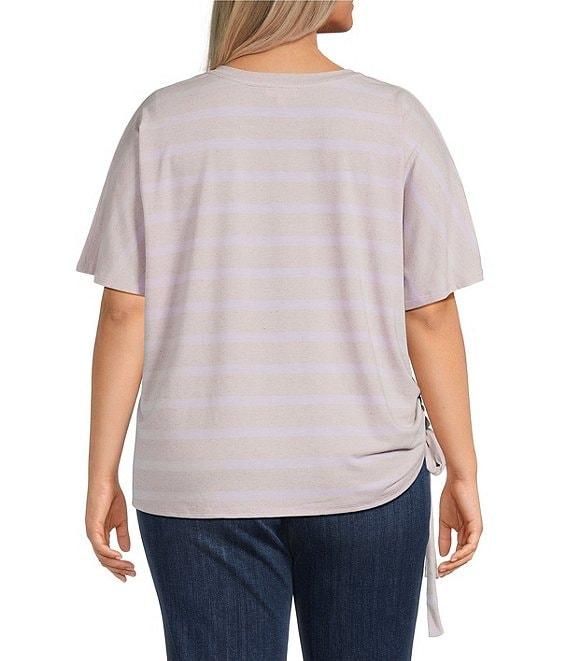 Westbound Plus Size Short Sleeve V-Neck Side Tie Top Product Image
