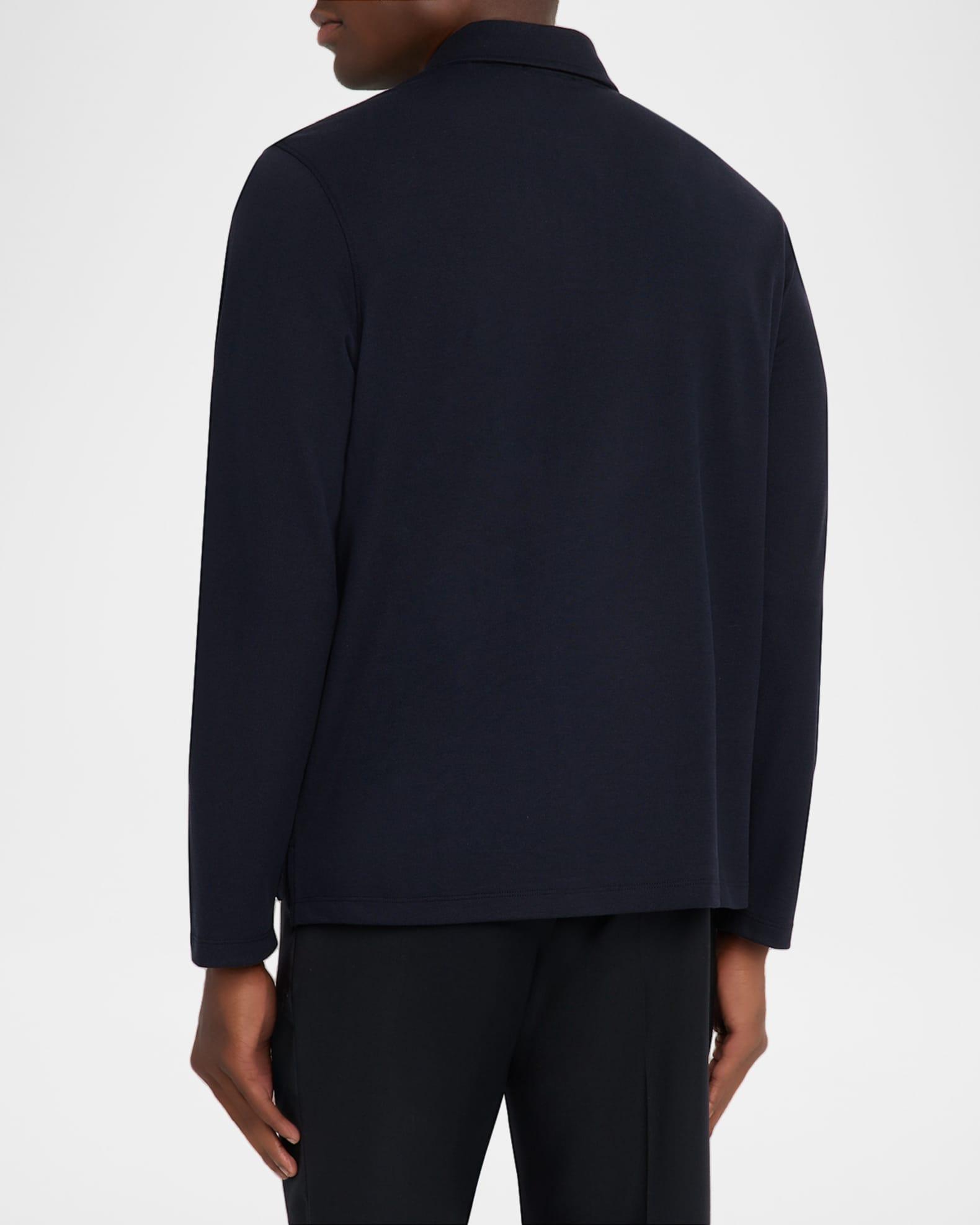 Men's Cotton and Silk Long-Sleeve Polo Shirt Product Image